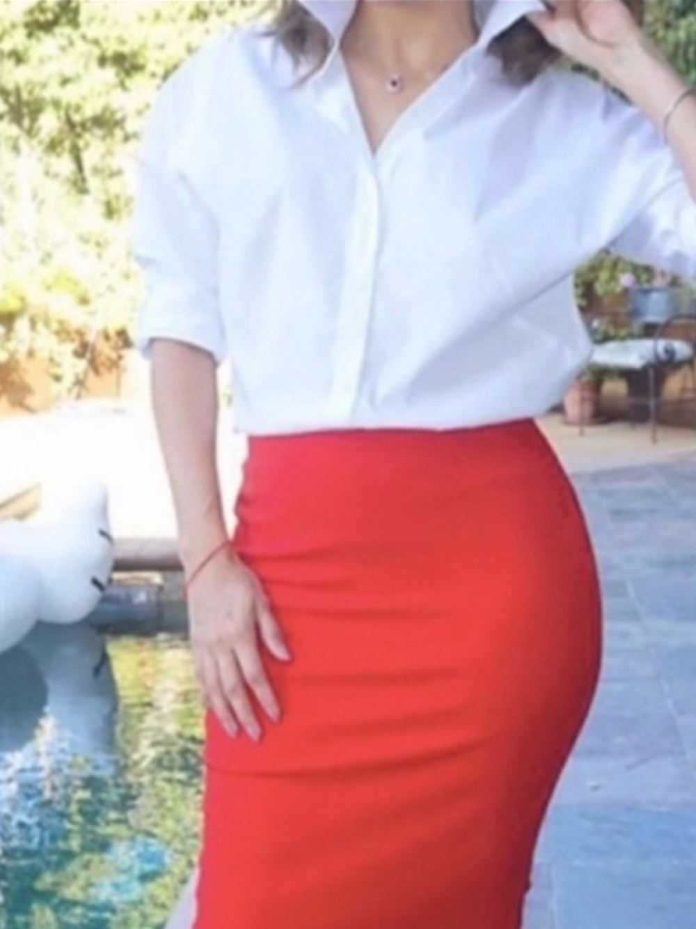 NWT The Limited Coral Red Ponte Pencil Skirt